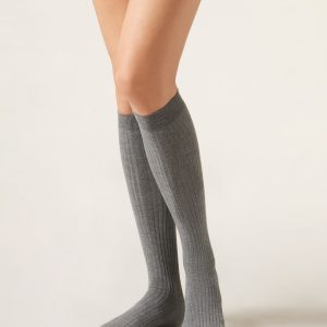 Long Ribbed Cashmere Socks